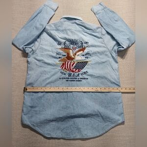 Polo RL Home of the Brave button down, Large, Blue denim, Great condition